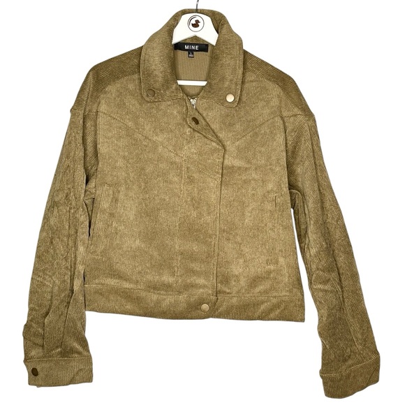 Mine M or L  Olive Green Corduroy Crop Bomber Jacket NWOT - Picture 5 of 17